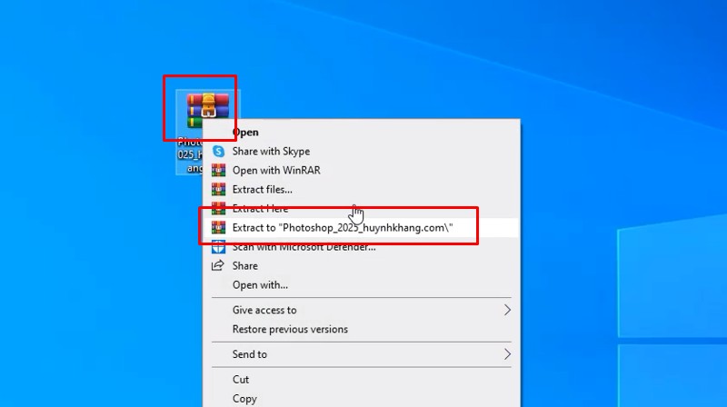 Bước 2 giải nén file Photoshop 2025