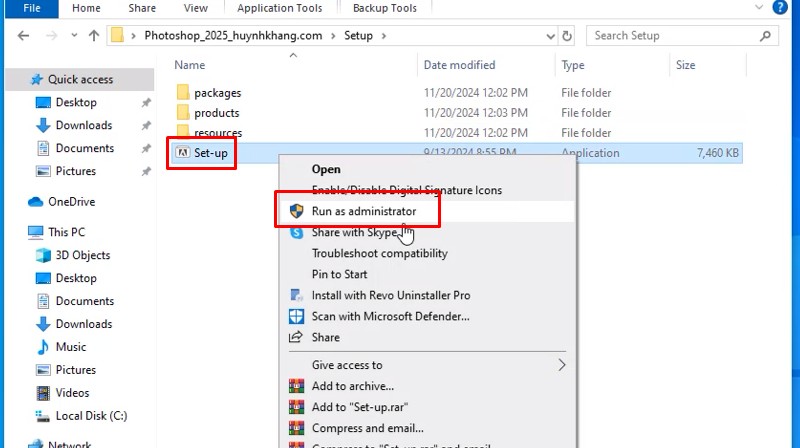 Bước 3 chạy file Setup Photoshop 2025